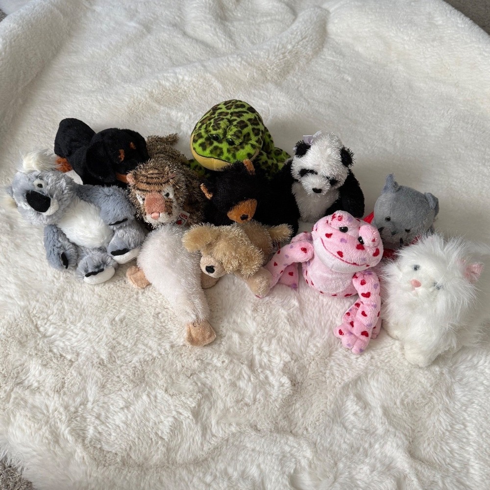 LOT OF 11 Ganz Webkinz Plush Multicolor Love Frog Panda Koala Tiger Cat Dog